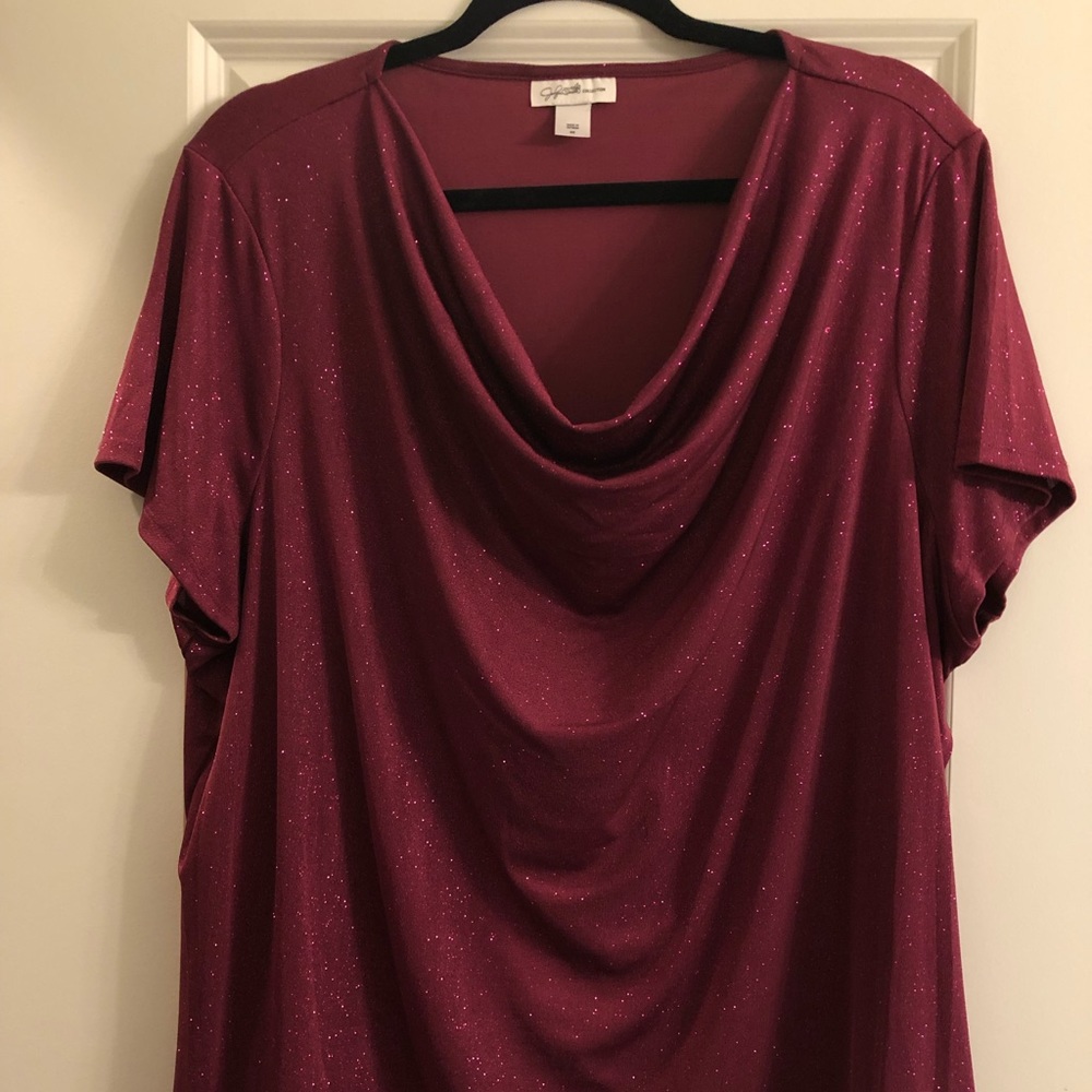 Jaclyn Smith sparkling drape front blouse 2x